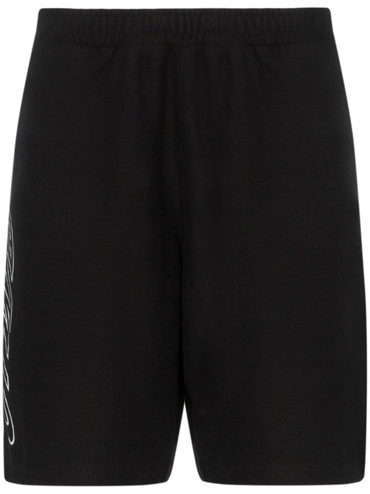 Heron Preston Logo Print Cotton Track Shorts - Black