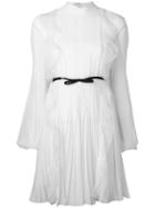 Giambattista Valli Pleated Skirt Dress, Women's, Size: 40, White, Silk/cotton/polyester