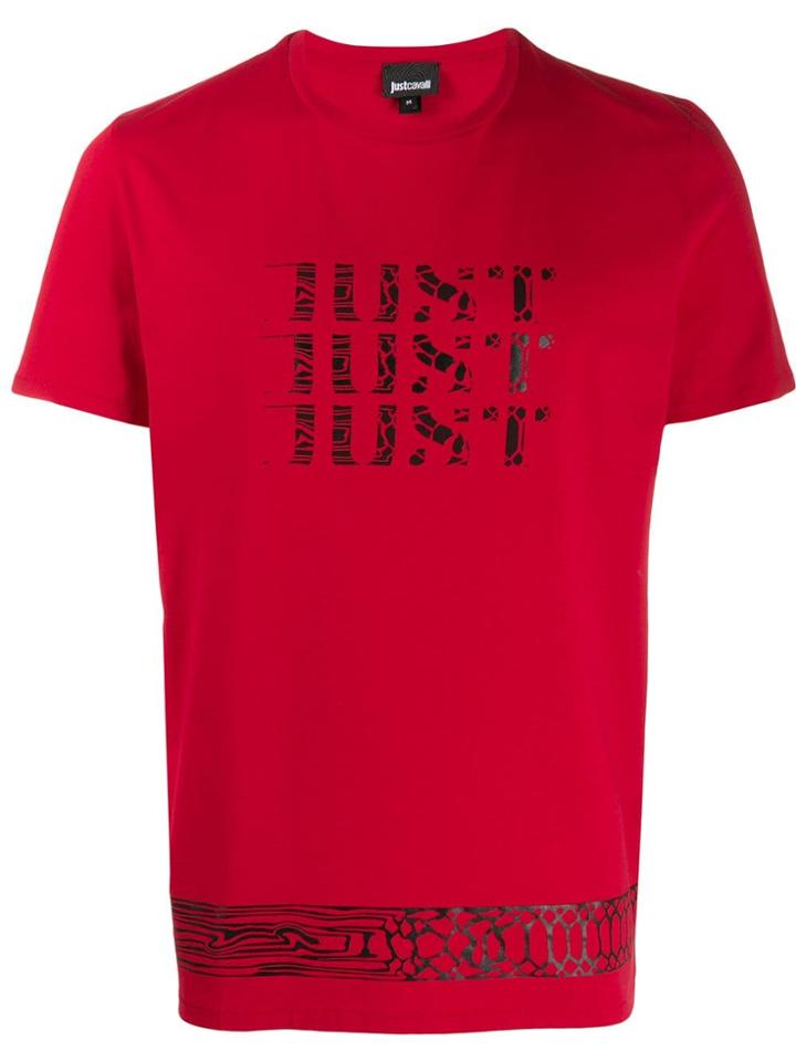 Just Cavalli Logo Print Crew Neck T-shirt - Red