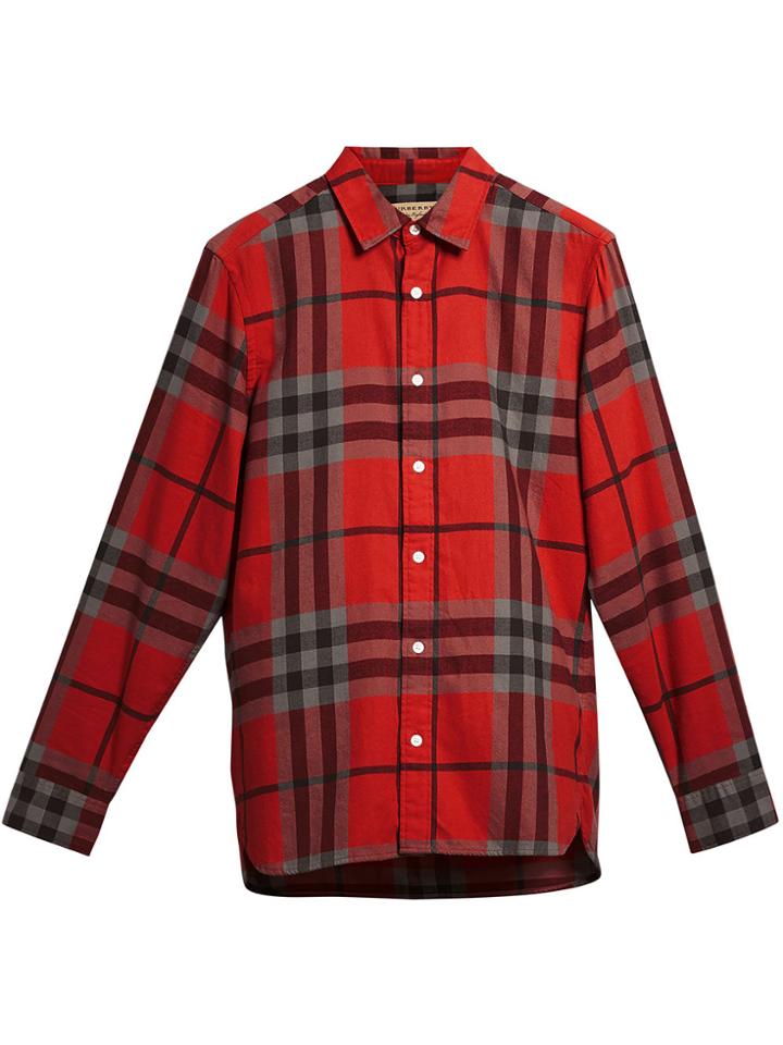 Burberry Check Flannel Shirt - Red