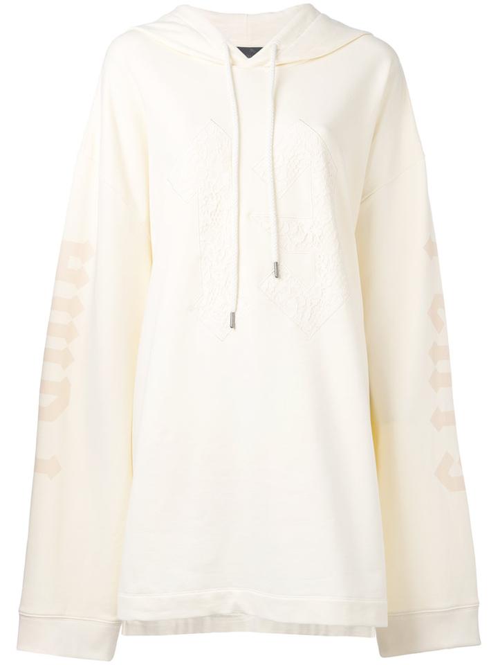 Fenty X Puma - Hooded Lace Trim Sweatshirt - Women - Cotton/polyester/spandex/elastane - M, Nude/neutrals, Cotton/polyester/spandex/elastane