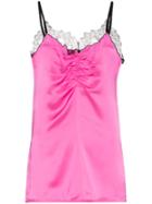 Helmut Lang Sleeveless Lace Trim Cami Slip Top - Pink & Purple