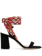 Gianna Meliani Contrasting Tie Fastening Sandals - Black