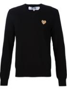 Comme Des Garçons Play - Embroidered Heart Jumper - Men - Wool - S, Black, Wool