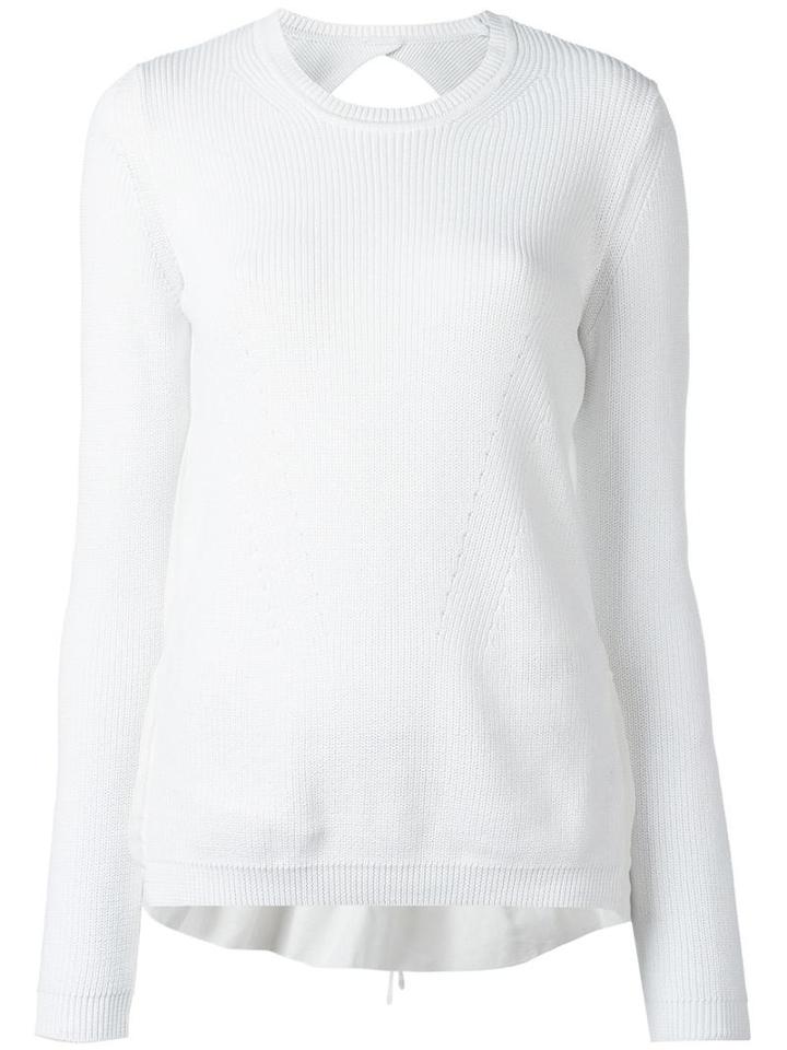 No21 Ruffled Sheer Back Jumper, Women's, Size: 40, White, Cotton/acetate/silk