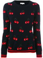 Chinti & Parker Cashmere Embroidered Cherry Sweater - Blue
