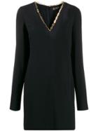 Versace V-neck Mini Dress - Black