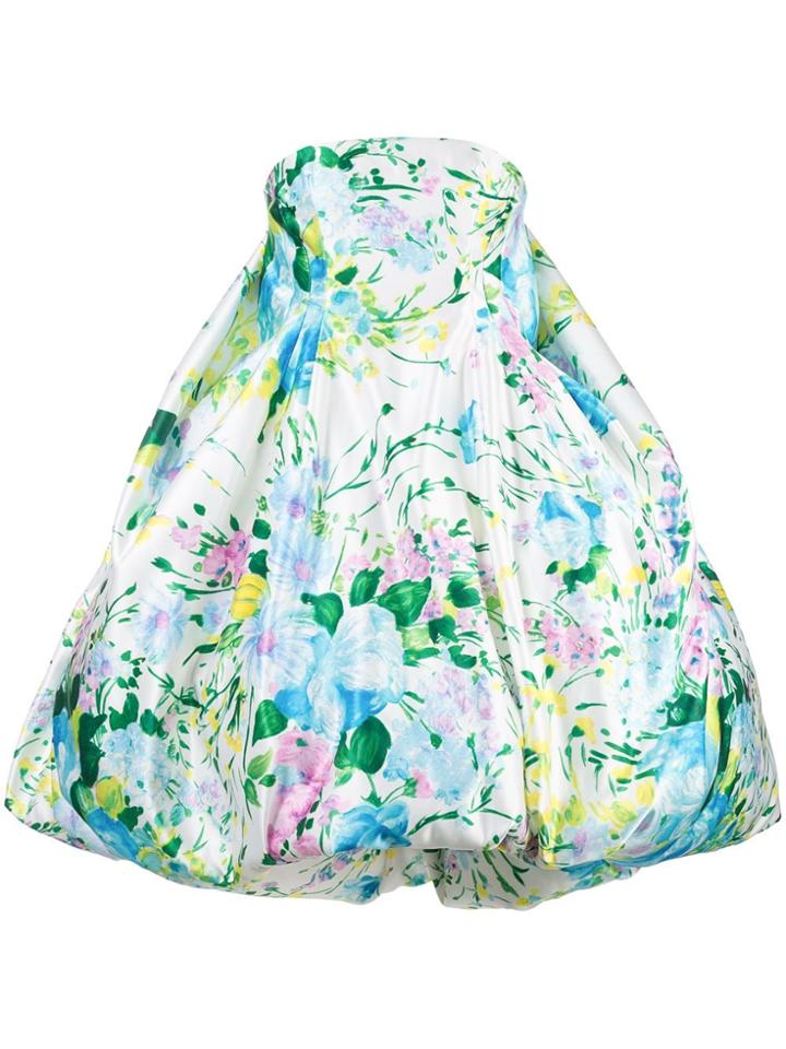 Richard Quinn Floral Strapless Dress - White