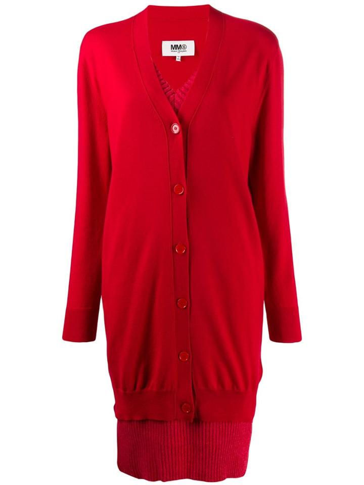 Mm6 Maison Margiela Layered V-neck Knitted Dress