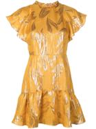 Rachel Zoe Metallic Floral Pattern Dress - Yellow