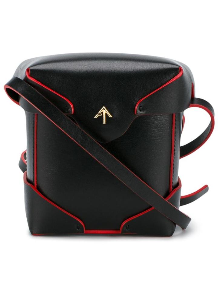 Manu Atelier Micro Pristine Shoulder Bag, Women's, Black, Leather/cotton