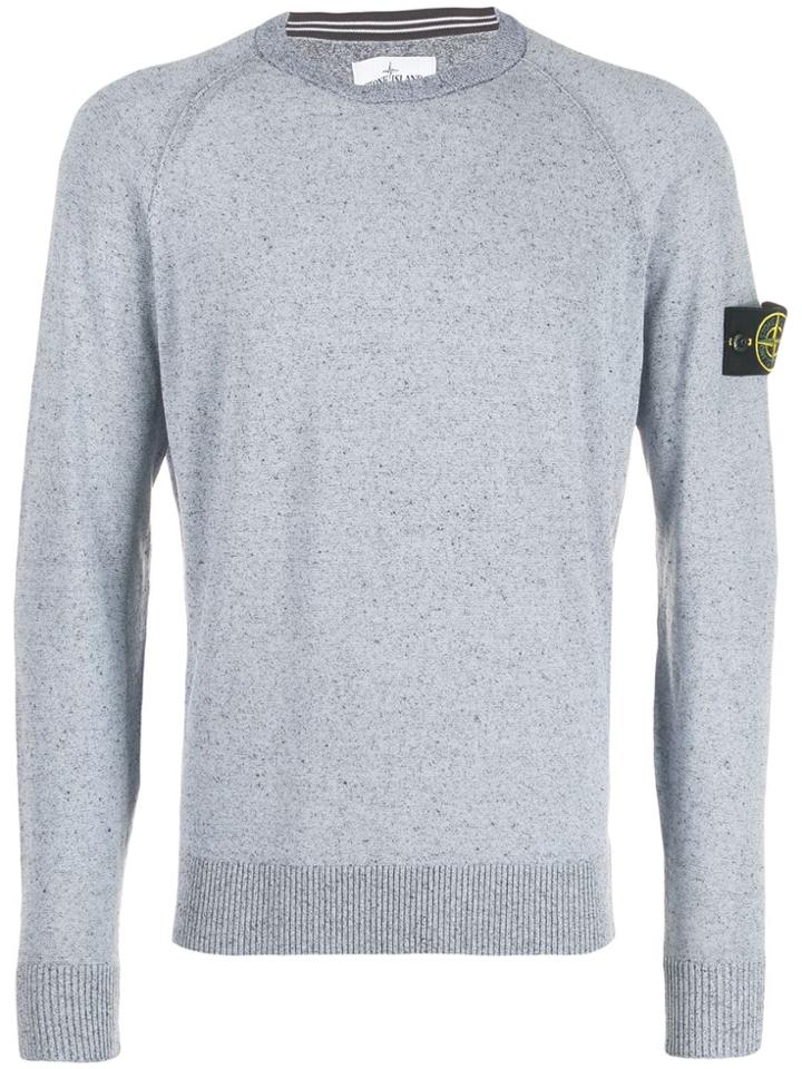 Stone Island Logo Embellished Sweater - Blue