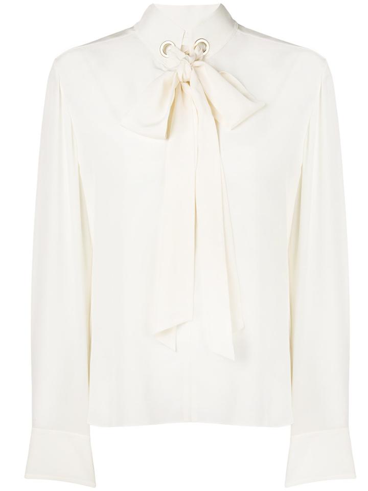 Chloé Grommet Collar Tie Neck Blouse - White