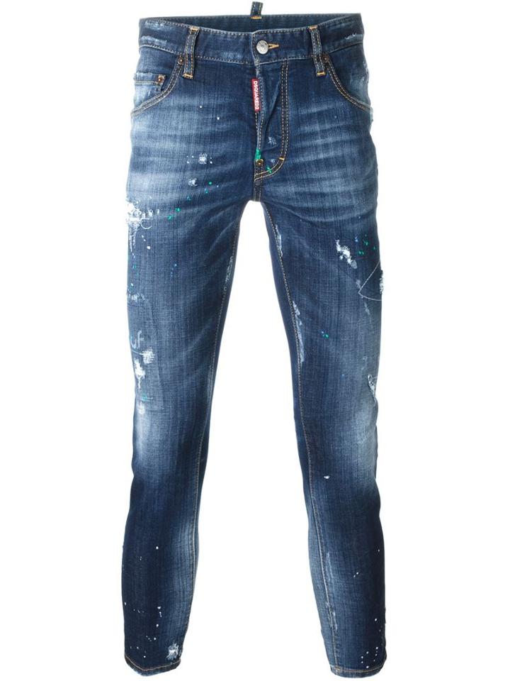 Dsquared2 Skater Jeans, Men's, Size: 54, Blue, Cotton/spandex/elastane/polyester/calf Leather