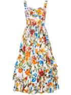 Dolce & Gabbana Floral Cotton Dress With Ruffles - Multicolour