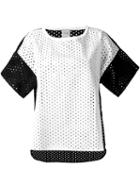 Nude Perforated Colour Block T-shirt