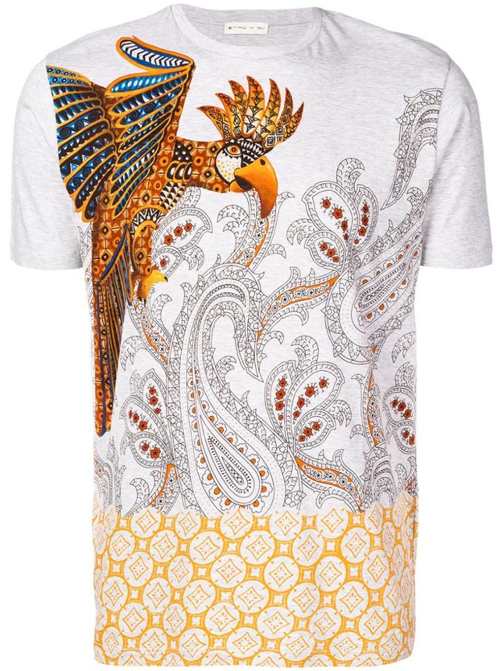 Etro Parrot And Paisley Print T-shirt - Grey