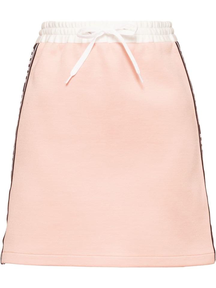 Miu Miu Logo Racing Stripes Skirt - Pink