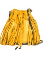 Stella Mccartney 'falabella Sun' Fringed Bucket Shoulder Bag, Women's, Yellow/orange