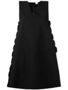 Msgm Scalloped Detail Flared Dress, Women's, Size: 44, Black, Polyester/spandex/elastane/viscose