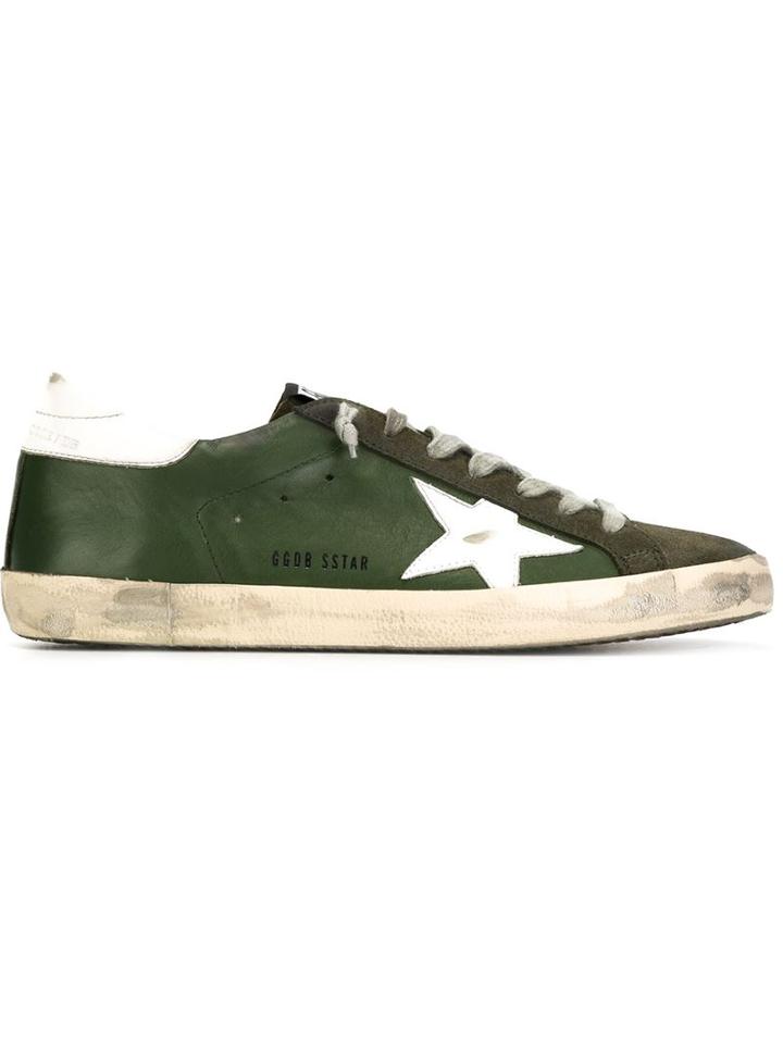 Golden Goose Deluxe Brand Super Star Sneakers, Men's, Size: 39, Green, Calf Leather/leather/rubber
