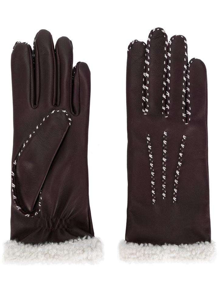 Agnelle Stitch Detail Gloves - Pink & Purple