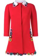 Mary Katrantzou Mason Floral Embellished Coat, Women's, Size: 8, Red, Virgin Wool/cotton/silk