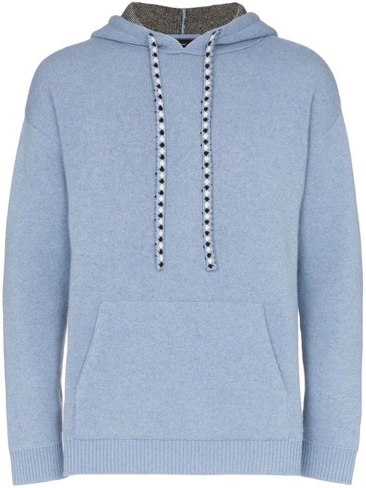 Alanui Bandana Knitted Hoodie - Blue