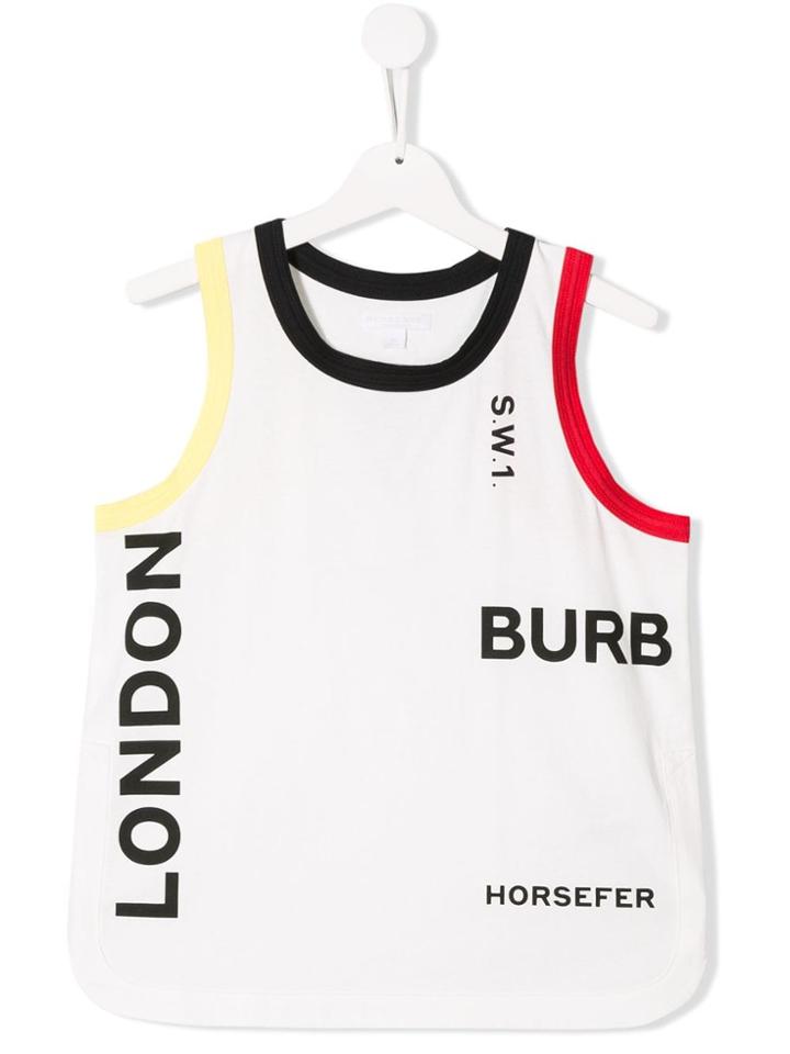 Burberry Kids Logo Printed Tank Top - White