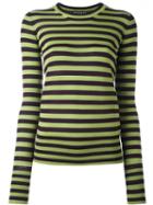 Rochas Striped Knitted Top, Size: 42, Green, Wool