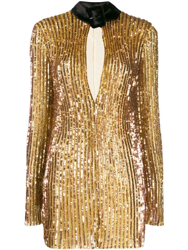 Attico Sequinned Mini Dress - Gold