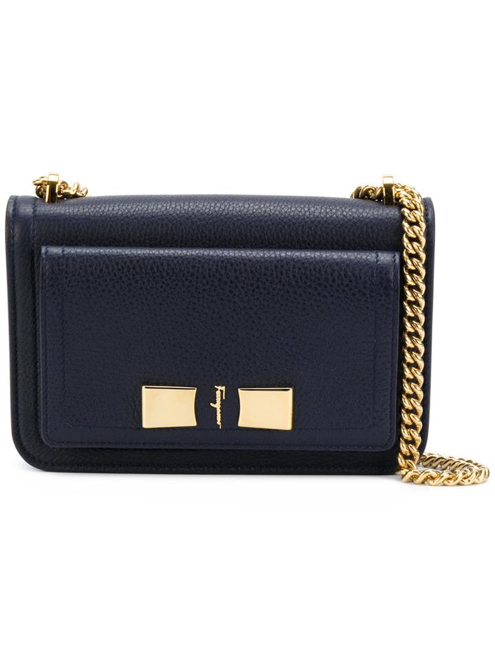 Salvatore Ferragamo - Vara Bow Clutch Bag - Women - Leather - One Size, Blue, Leather