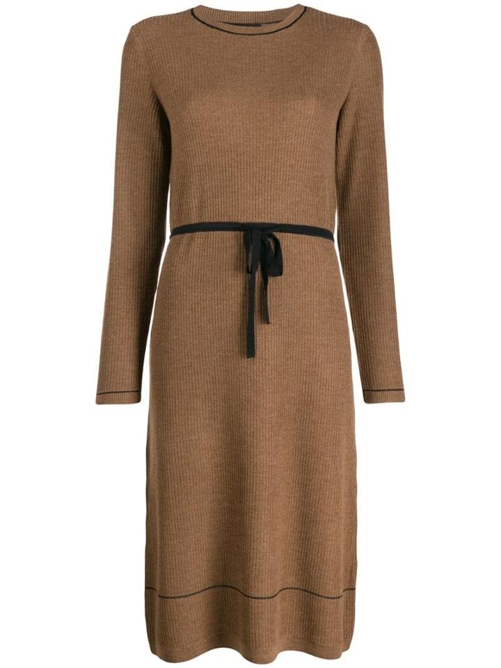 A.p.c. Belted Knit Midi Dress - Brown
