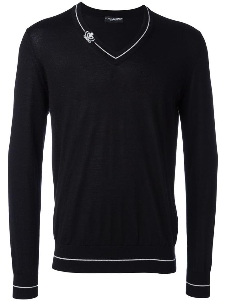 Dolce & Gabbana Crown Neckline Jumper, Men's, Size: 50, Black, Cashmere