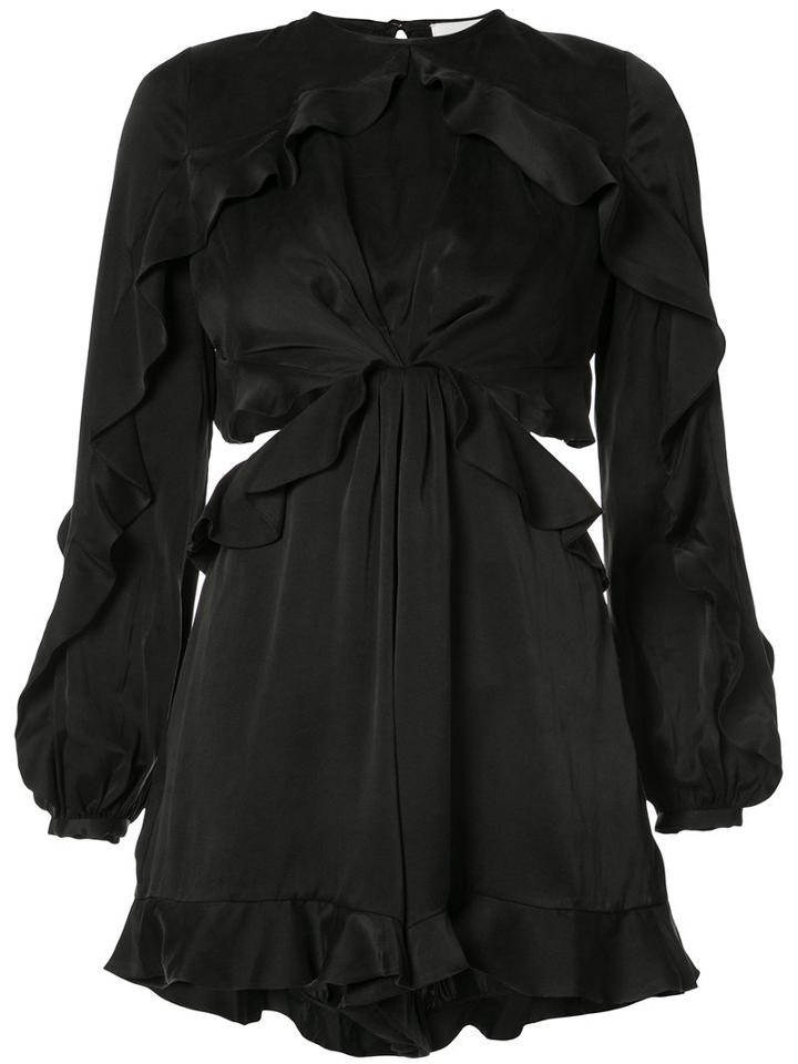 Zimmermann - Winsome Flutter Playsuit - Women - Silk - 0, Black, Silk