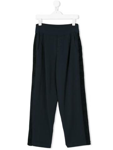 European Culture Kids Velvet Stripe Trousers - Blue