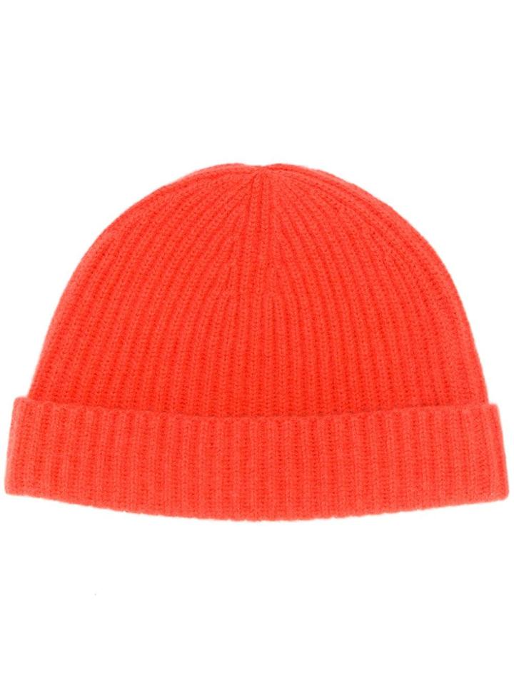 N.peal Ribbed Cashmere Beanie - Orange