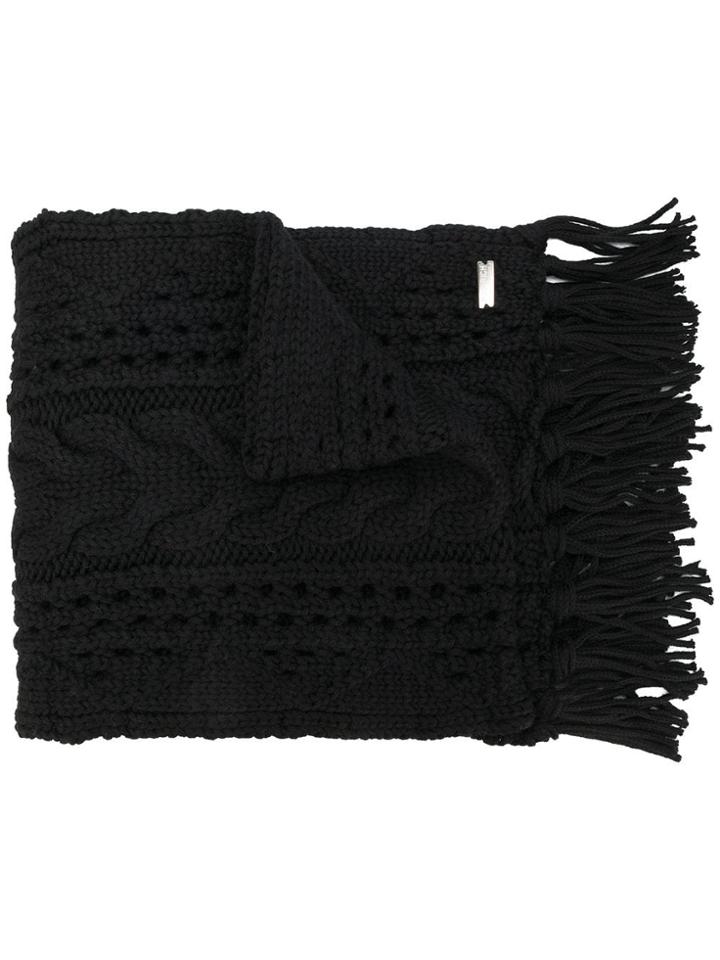 Woolrich Cable-knit Scarf - Black