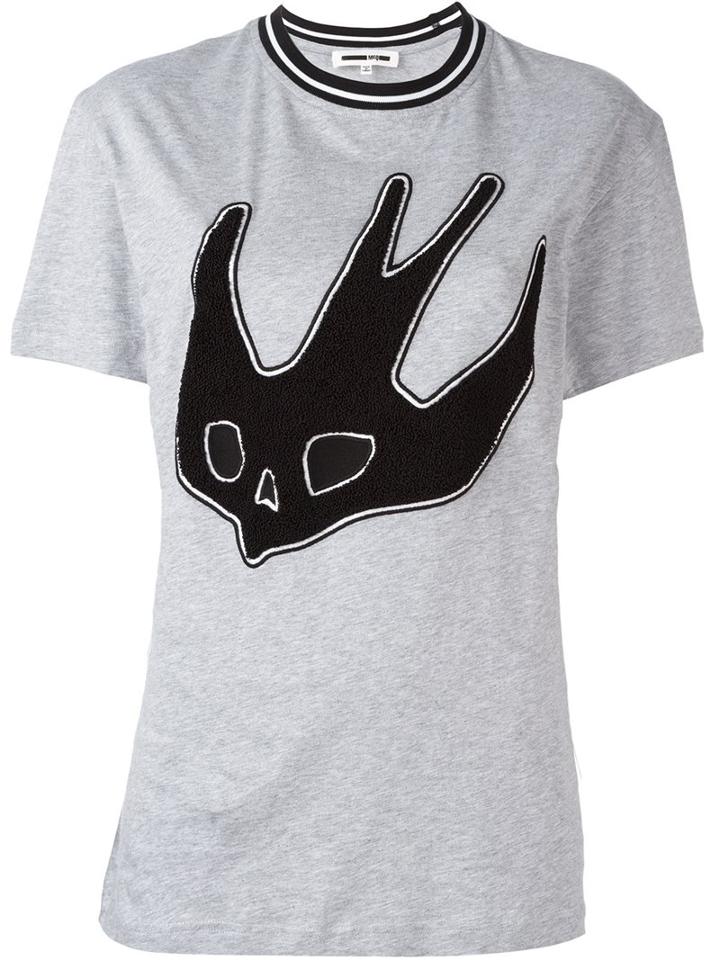 Mcq Alexander Mcqueen Swallow Patch T-shirt, Women's, Size: Xs, Grey, Cotton