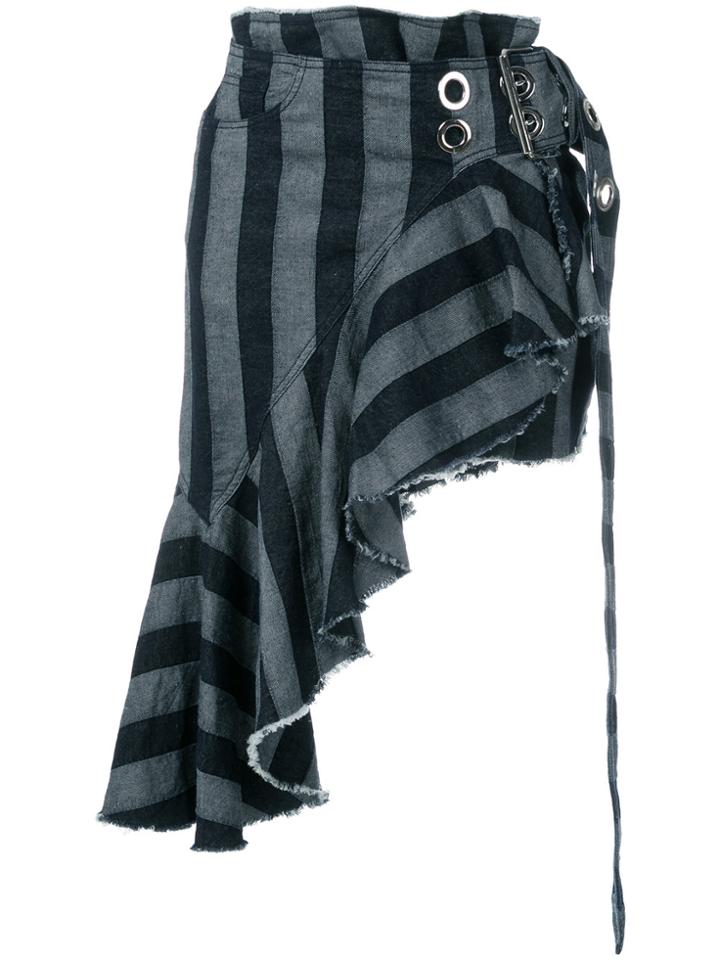 Marques'almeida Asymmetric Striped Skirt - Blue