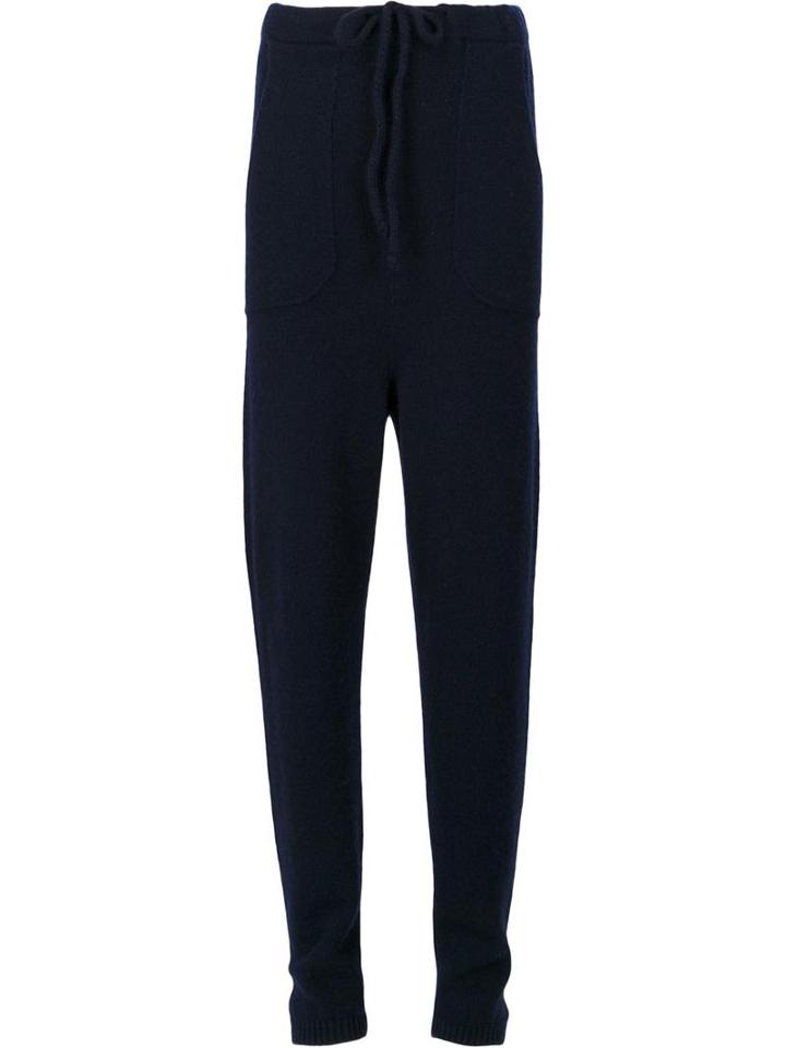 The Elder Statesman Drawstring Waist Track Pants, Women's, Size: Medium, Blue, Cashmere
