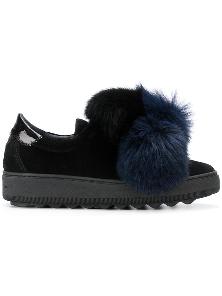 Philippe Model Madeleine Fox Fur Pom-pom Sneakers - Black