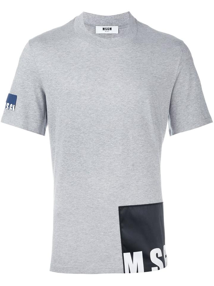 Msgm Logo Print T-shirt, Men's, Size: Small, Grey, Cotton