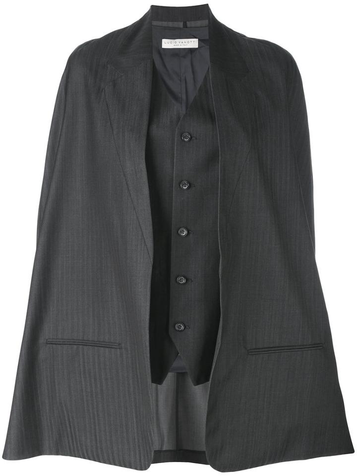 Lucio Vanotti - Cape Jacket - Women - Spandex/elastane/cupro/virgin Wool - 1, Grey, Spandex/elastane/cupro/virgin Wool