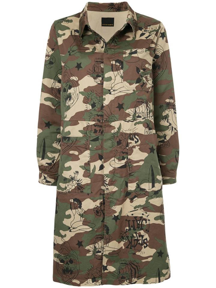 Hysteric Glamour Camo Print Coat - Green