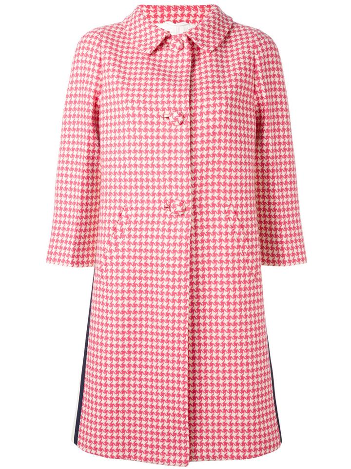 Prada Three-quarters Sleeve Midi Coat, Women's, Size: 38, Pink/purple, Silk/viscose/wool/virgin Wool