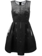 Francesco Scognamiglio Bubble Cloqué Flared Dress, Women's, Size: 38, Black, Polyester/polyamide/silk