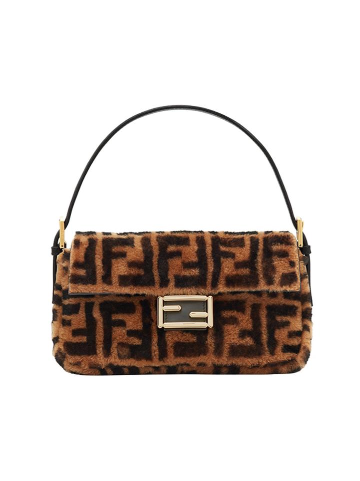 Fendi Printed Baguette Handbag - Brown
