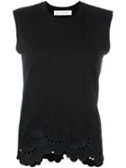 Victoria Victoria Beckham Scalloped Hem Blouse, Women's, Size: Medium, Black, Cotton