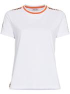 Miu Miu Striped Logo Trims Cotton T Shirt - White